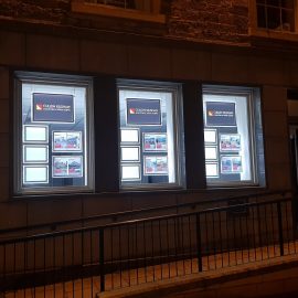 LED Illuminated Light Pocket Window Displays and Signs for Estate Agents, Jedburgh, Borders, Scotland