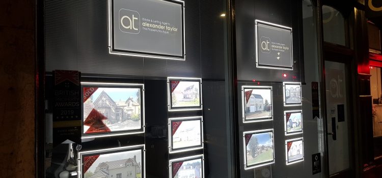 LED Light Pockets and Logo Sign Display for Estate Agents in Falkirk